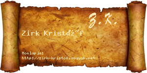 Zirk Kristóf névjegykártya
