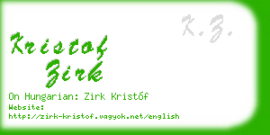 kristof zirk business card